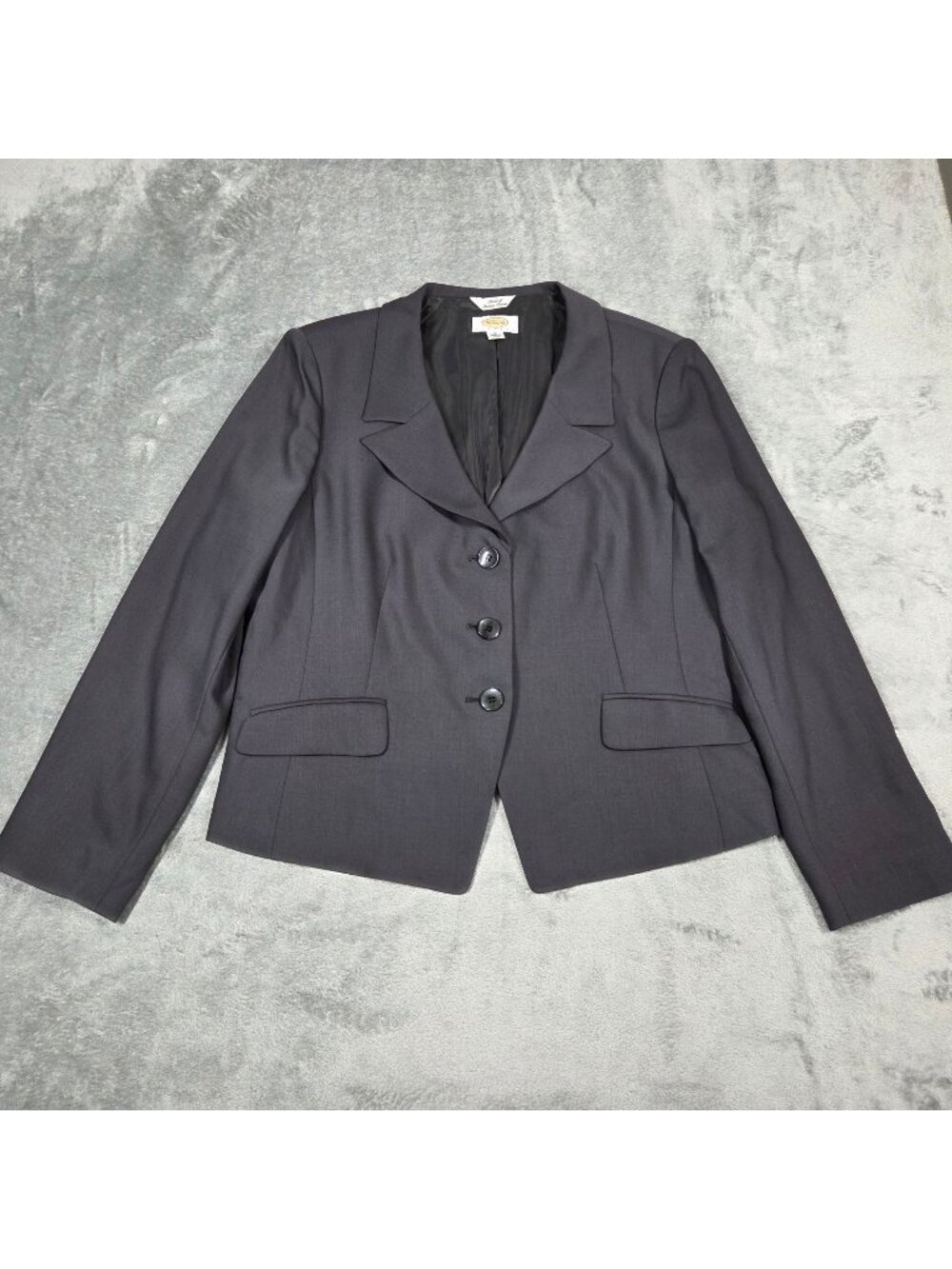 Talbots Blazer 16 Petite Gray Wool Blend Preppy Swing Jacket Career Party
